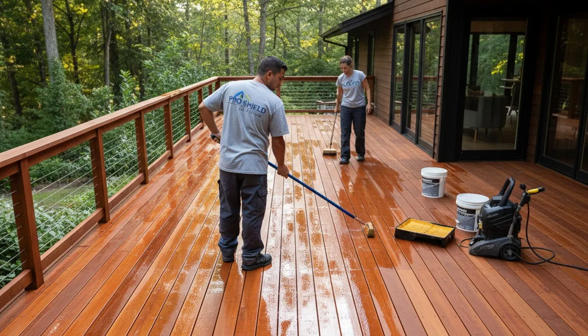 Professional deck sealing service in St. Louis, MO protects wood from weather damage
