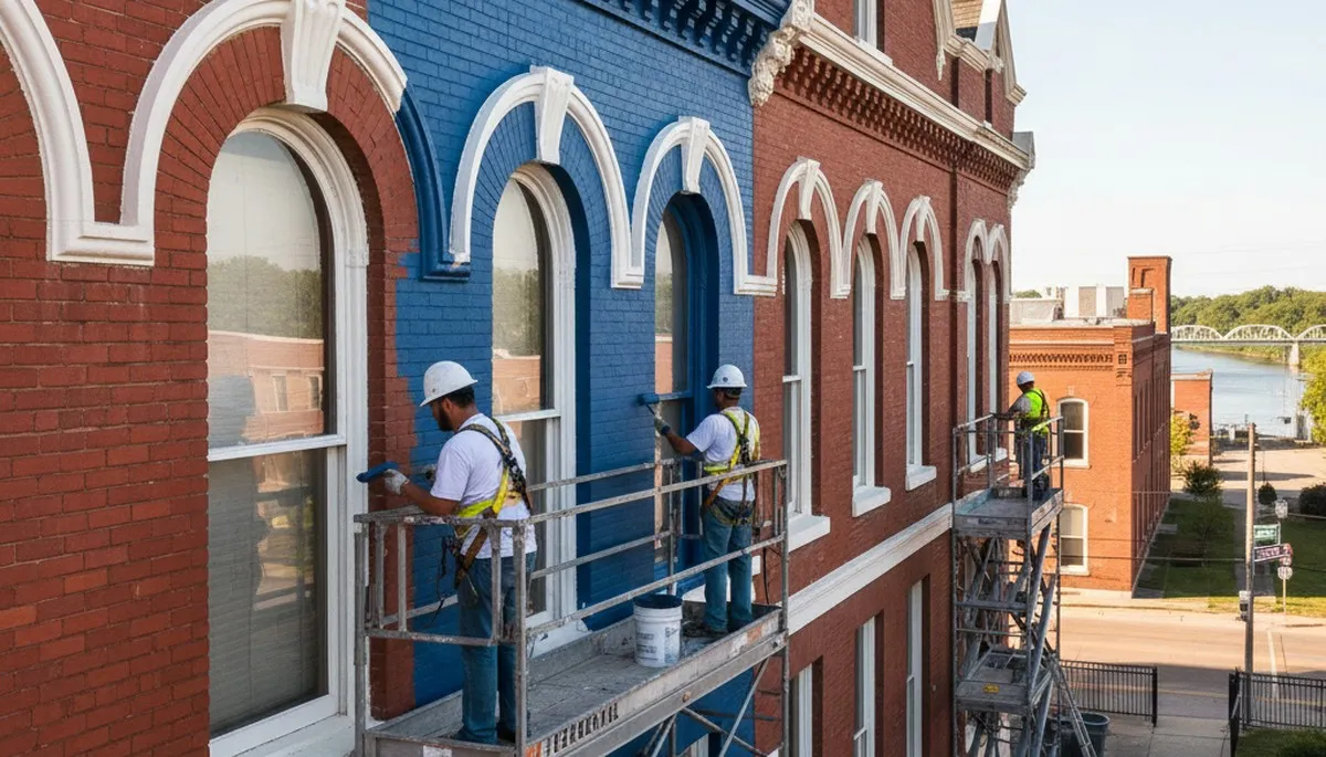 Exterior painting crew serving St. Louis, MO on a residential home exterior