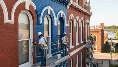 Exterior painting crew serving St. Louis, MO on a residential home exterior
